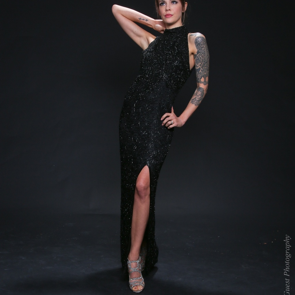 STUNNING Adrianna Papell Beaded Black Dress